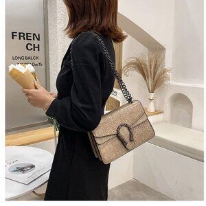 ⚡ Women's Snake Vegan Leather Print Casual Fashion Satchel Tan Crossbody Handbag